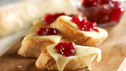 Crostini with Cherry Raspberry Preserves
