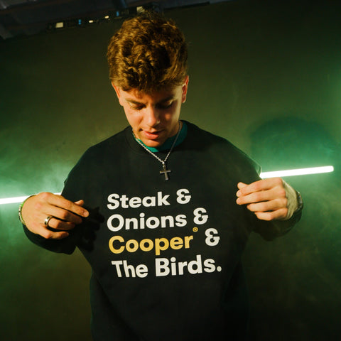 "Steak & Onions & Cooper & The Birds" oversized sweatshirt