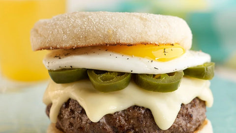 Cheese Egg and Jalapeño Brunch Burger