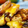 Grilled ham and cheese waffle