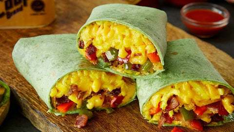 Breakfast Burrito with Hash Browns, Bacon & Cheese. Oh My!